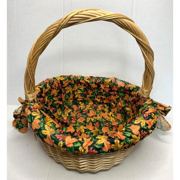 Fabric lined Basket Weave Wicker 13x11x6 Fall Leaves - Picture 1 of 2